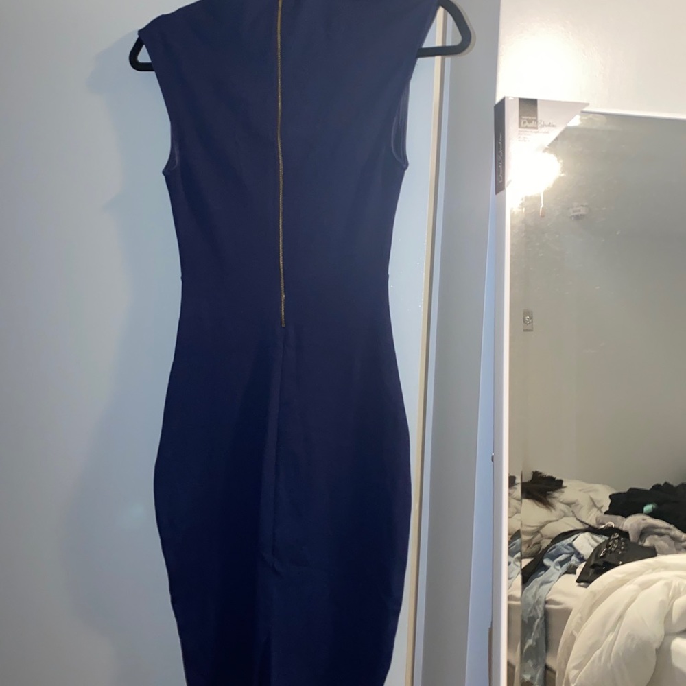Navy low v dress